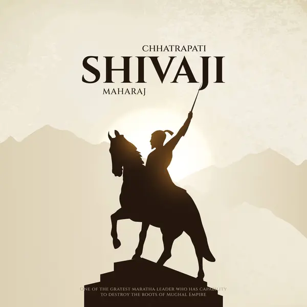 Mutlu Chhatrapati Shivaji Maharaj Jayanti Bayrak Tasarımı. Shivaji Jayanti Metin ve Maratha İmparatorluğu Vektör Tasarımı ile Kutlama Arkaplanı. Chattrapati Shivaji Maharaj Jayanti 'nin vektör çizimi.