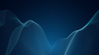 Karanlık parlak arka planda soyut dalga. Dokuma Çizgilerinin Soyut Arkaplan Dalgaları. Dijital Ağ Bağlantısı Yapılandırma Teknolojisi