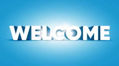 3D metin yazma vektörünü hoş karşıla. Gradyan karşılama işaretine hoş geldiniz.