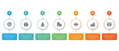 7 data infographics tab paper index template. Vector illustration abstract background. Can be used for workflow layout, business step, banner, web design.