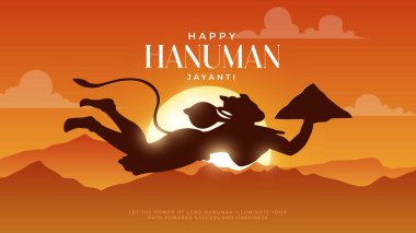 Hanuman Jayanti selamı, Tanrı Hanuman Arkaplan Tasarımı. Bir Hindu festivali Tanrı Hanuman 'ın doğum gününü kutladı. Türkçe çeviri - Mutlu Hanuman jayanti