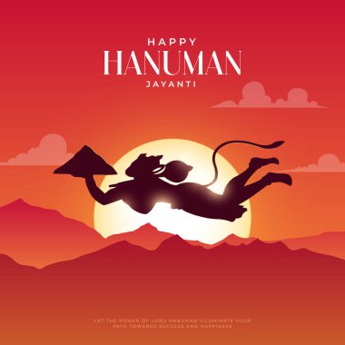 Hanuman Jayanti selamı, Tanrı Hanuman Arkaplan Tasarımı. Bir Hindu festivali Tanrı Hanuman 'ın doğum gününü kutladı. Türkçe çeviri - Mutlu Hanuman jayanti