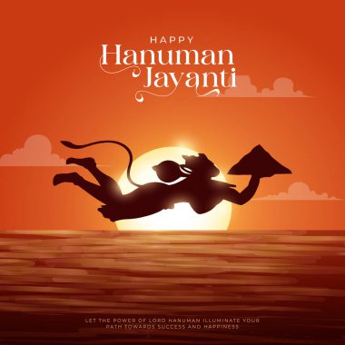 Hanuman Jayanti selamı, Tanrı Hanuman Arkaplan Tasarımı. Bir Hindu festivali Tanrı Hanuman 'ın doğum gününü kutladı. Türkçe çeviri - Mutlu Hanuman jayanti