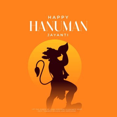 Mutlu Hanuman Jayanti Hint selamlaması, Tanrı Hanuman Arkaplan Tasarımı. Bir Hindu festivali Tanrı Hanuman 'ın doğum gününü kutladı. İngilizce çeviri: 