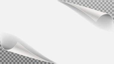 Kıvrımlı köşeler hazır. Kağıt sayfa kıvrım köşesi, kıvrım sayfası. Çıkartma. Vektör. Curly Page Köşesi gerçekçi illüstrasyonuName. 