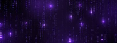 Matrix 'teki vektör dijital kod yağmuru fütüristik tarzda ilham verdi. Parlak ikili karakterli yüksek teknoloji arkaplan. İkili Yazılım Programlama Kodu Arkaplanı. Dijital Veri Teknolojisi Konsepti.