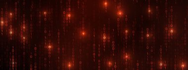 Matrix 'teki vektör dijital kod yağmuru fütüristik tarzda ilham verdi. Parlak ikili karakterli yüksek teknoloji arkaplan. İkili Yazılım Programlama Kodu Arkaplanı. Dijital Veri Teknolojisi Konsepti.