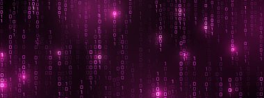 Matrix 'teki vektör dijital kod yağmuru fütüristik tarzda ilham verdi. Parlak ikili karakterli yüksek teknoloji arkaplan. İkili Yazılım Programlama Kodu Arkaplanı. Dijital Veri Teknolojisi Konsepti.