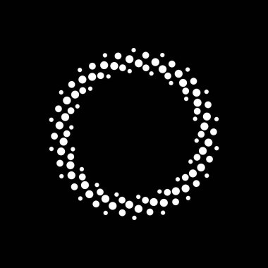 Beyaz arka planda siyah şekil ve siyah tarafta aynı beyaz şekil. Dinamik yarım tonlu spiral noktalarla soyut bir arkaplan çiz. Yin ve yang stili. 