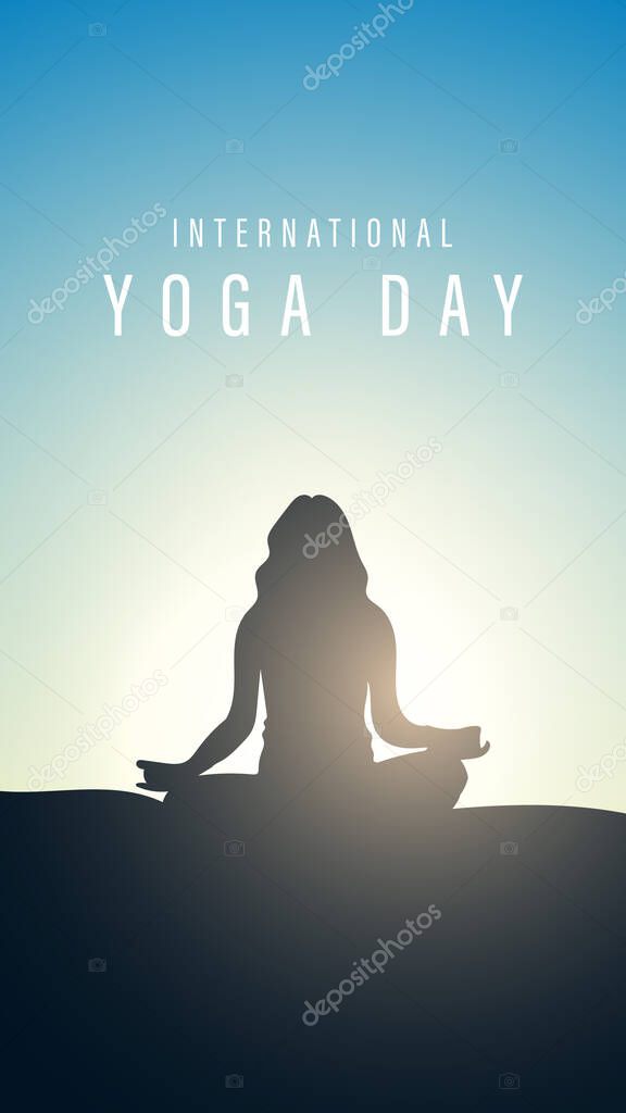 International yoga day. yoga at morning. Woman practicing yoga. vector illustration design