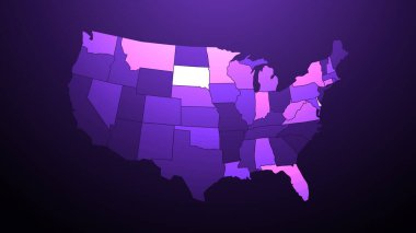 Amerika Birleşik Devletleri Vektör İllüstrasyon Haritası tüm devlet isimleri, ABD 'nin Renkli Haritası, ABD' nin renkli idari haritası ve coğrafi sınırları, siyasi harita vektör illüstrasyonu, Şehirler