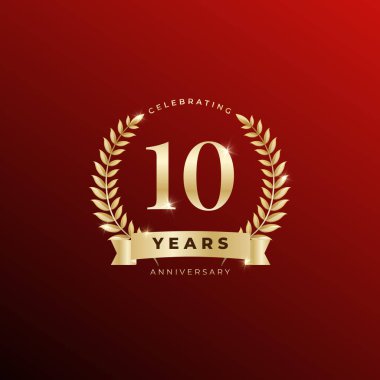 Yıldönümü Kutlaması Logosu Zarif Modern Altın Kutlama Rengi