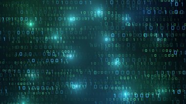 Matrix 'teki vektör dijital kod yağmuru fütüristik tarzda ilham verdi. Parlak ikili karakterli yüksek teknoloji arkaplan. İkili Yazılım Programlama Kodu Arkaplanı. Dijital Veri Teknolojisi Konsepti.
