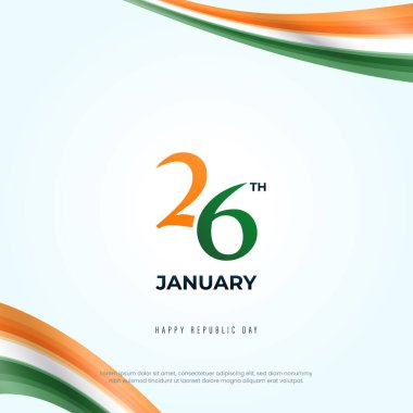 Mutlu Cumhuriyet Günü Arkaplan Tasarım Şablonu, Hindistan Cumhuriyet Günü Posta Tasarım Şablonu. Hindistan Cumhuriyet Günü, 26 Ocak. İndain bayrağıyla tasarlandı..