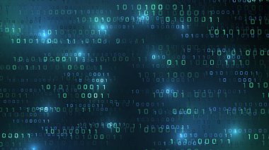 Matrix 'teki vektör dijital kod yağmuru fütüristik tarzda ilham verdi. Parlak ikili karakterli yüksek teknoloji arkaplan. İkili Yazılım Programlama Kodu Arkaplanı. Dijital Veri Teknolojisi Konsepti.