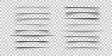 Şeffaf arkaplanda vektör gölgeleri izole edildi. Gerçekçi yuvarlak gölge ve gölge etkisi. Poster, broşür, kartvizit, afiş gölge koleksiyonu. 