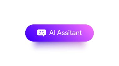 Yapay zeka düğmesi. Komut düğmesini yeniden yaz. Yapay zeka anahtarı oluştur. LLM sihirli yıldız logosu. Makine öğrenme metin jeneratörü. Chatbot asistanı. UI tasarımı. Vektör illüstrasyonu. 