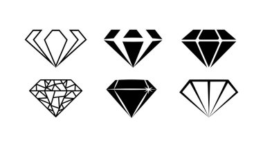Elmas logo simgeleri. Minimum elmas logo tasarımı. Web sitesi ve uygulama için elmas iş simgesi. Mücevherler ve semboller. Minimalist stil sanat kavramına sahip elmas mücevher logosu tasarımı.