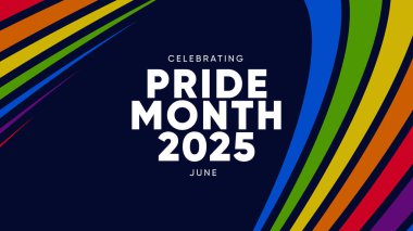 Gökkuşağı Gradyan Kurdeleli Gurur Ayı Afişi. Gurur Ayı Web Afişi Tasarımı Kutlaması. Gururlu Ay Metni ve Renkli Gökkuşağı ile Moda Gururu SancağıName.