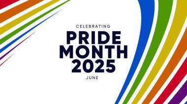 Gökkuşağı Gradyan Kurdeleli Gurur Ayı Afişi. Gurur Ayı Web Afişi Tasarımı Kutlaması. Gururlu Ay Metni ve Renkli Gökkuşağı ile Moda Gururu SancağıName.