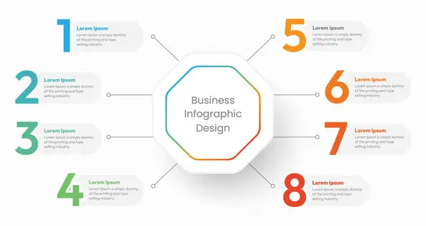 Bilgi grafiği sekme kağıt indeks şablonu. Vektör illüstrasyon soyut arkaplan. 5 iş adımı, afiş, web tasarımı. Ticari bilgi şablonu. 8 adım zaman çizgisi yolculuğu. 8 Adım Bilgileri