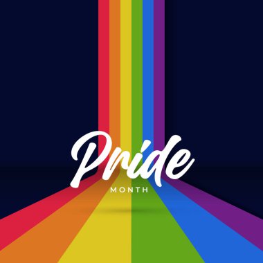 Gökkuşağı Gradyan Kurdeleli Gurur Ayı Afişi. Gurur Ayı Web Afişi Tasarımı Kutlaması. Gururlu Ay Metni ve Renkli Gökkuşağı ile Moda Gururu SancağıName.