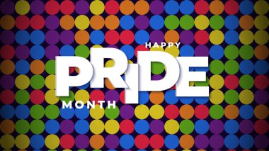 Gökkuşağı Gradyan Kurdeleli Gurur Ayı Afişi. Gurur Ayı Web Afişi Tasarımı Kutlaması. Gururlu Ay Metni ve Renkli Gökkuşağı ile Moda Gururu SancağıName.