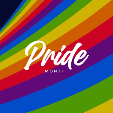 Gökkuşağı Gradyan Kurdeleli Gurur Ayı Afişi. Gurur Ayı Web Afişi Tasarımı Kutlaması. Gururlu Ay Metni ve Renkli Gökkuşağı ile Moda Gururu SancağıName.