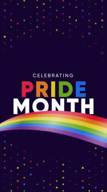 Gökkuşağı Gradyan Kurdeleli Gurur Ayı Afişi. Gurur Ayı Web Afişi Tasarımı Kutlaması. Gururlu Ay Metni ve Renkli Gökkuşağı ile Moda Gururu SancağıName.