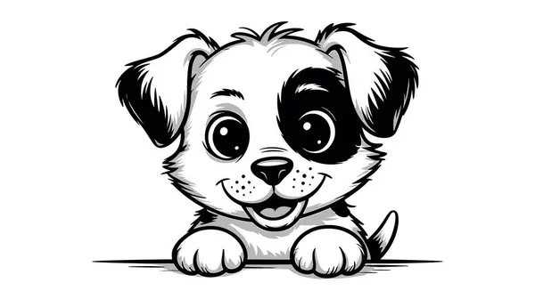 Beyaz arka planda sevimli köpek yavrusu silueti