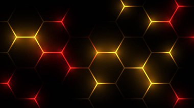 Soyut arka plan oynanıyor. Hexagon teknolojisi fütüristik karanlık vektör soyut arka plan mavi ve pembe renkli parlak flaşlı altıgen. 