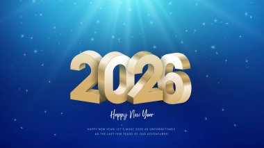 3D 2026 Mutlu yeni yıl afişleri, 2026 Mutlu yeni yıl vektör sanatı ve illüstrasyonları. 