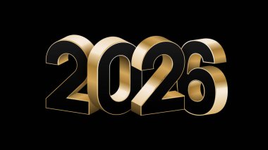 3D altın, beyaz ve siyah 2026 Şeffaf, beyaz ve siyah arkaplan vektör çizimi üzerine mutlu yeni yıl mektupları. 2026 3d metin vektörü 