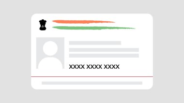 Boş aadhaar kart vektör çizimi. Aadhaar kartının tanıtımı Hindistan 'ın benzersiz kimliği