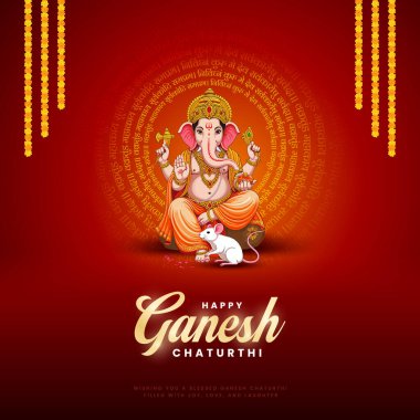 Ganesh Chaturthi hakkında Lord Ganpati. soyut vektör illüstrasyon tasarımı arka planı. Ganesh Chaturthi sosyal medya pankartı tasarımı Lord Ganesh Vector ile.