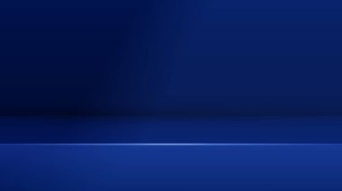 Lacivert Stüdyo Oda Vektörü. Ürün Sunumu ve Görüntü Mokup için Asgari Limbo Arkaplanı. Koyu mavi Arkaplan Boş Oda Stüdyosu.