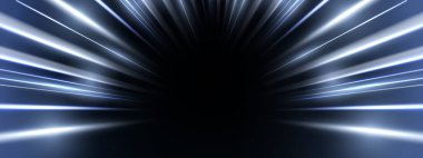 Modern soyut yüksek hızlı hareket. Karanlık arka planda hareket bulanıklığı olan dinamik hareketli ışık izleri. Panoramik yüksek hız teknolojisi kavramı, ışık soyut arkaplan. 