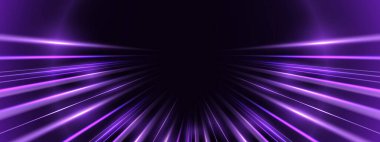 Modern soyut yüksek hızlı hareket. Karanlık arka planda hareket bulanıklığı olan dinamik hareketli ışık izleri. Panoramik yüksek hız teknolojisi kavramı, ışık soyut arkaplan. 