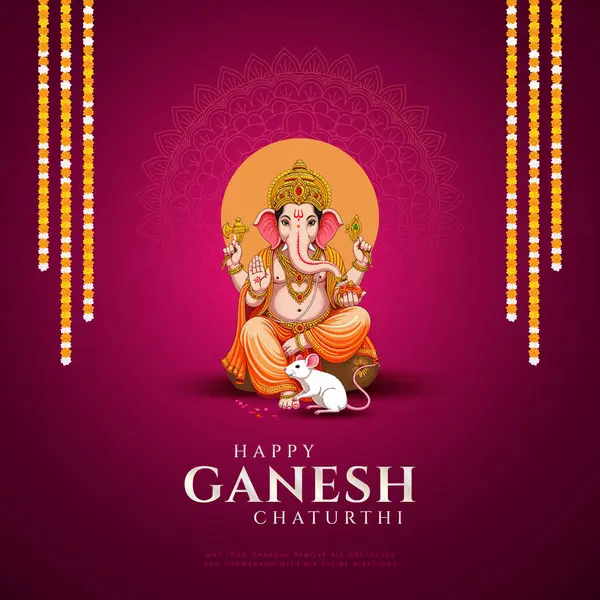 Ganesh Chaturthi hakkında Lord Ganpati. soyut vektör illüstrasyon tasarımı arka planı. Ganesh Chaturthi sosyal medya pankartı tasarımı Lord Ganesh Vector ile.