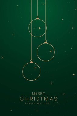 Mutlu Noeller ve mutlu yıllar. Altın Noel ağacı arkaplanlı tebrik kartı ya da davetiye şablonu. Lüks noel davetiyesi sanat deco tasarım vektörü.