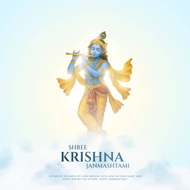 Renkli arkaplan silueti soyut vektör tasarımı ile mutlu Janmashtami. Krishna Janmashtami için resim Mutlu Janmashtami Lordu Krishna 