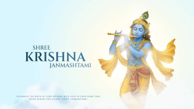 Renkli arkaplan silueti soyut vektör tasarımı ile mutlu Janmashtami. Krishna Janmashtami için resim Mutlu Janmashtami Lordu Krishna 