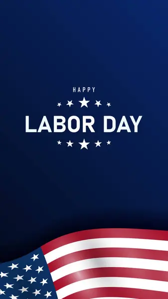 İşçi Bayramı bayrağınız kutlu olsun. ABD İşçi Bayramı için reklam pankartı. Gün doğumunda bulutlu bir gökyüzü olacak. Mutlu İşçi Bayramı: Amerikan bayrağı gururla dalgalanıyor, sıkı çalışmayı ve bağlılığı kutluyor.
