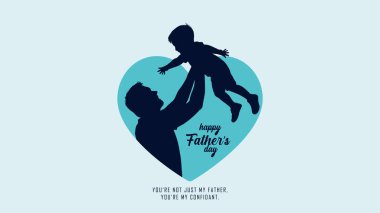 Babalar ve çocukların siluetleriyle Babalar Günün kutlu olsun. Üzerinde Babalar Günü 'nden güzel bir mesaj olan vektör tebrik kartı. Babalar günün kutlu olsun..