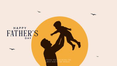 Babalar ve çocukların siluetleriyle Babalar Günün kutlu olsun. Üzerinde Babalar Günü 'nden güzel bir mesaj olan vektör tebrik kartı. Babalar günün kutlu olsun..