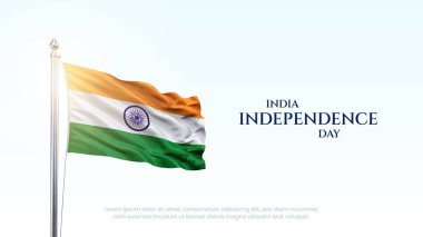 15 Ağustos, Hindistan Bağımsızlık Günü Kutlama Posteri Tasarım Şablonu. Hint bayrağıyla Bağımsızlık Günü 'nüz kutlu olsun. soyut vektör illüstrasyon tasarımı.