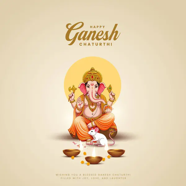 Ganesh Chaturthi hakkında Lord Ganpati. soyut vektör illüstrasyon tasarımı arka planı. Ganesh Chaturthi sosyal medya pankartı tasarımı Lord Ganesh Vector ile.