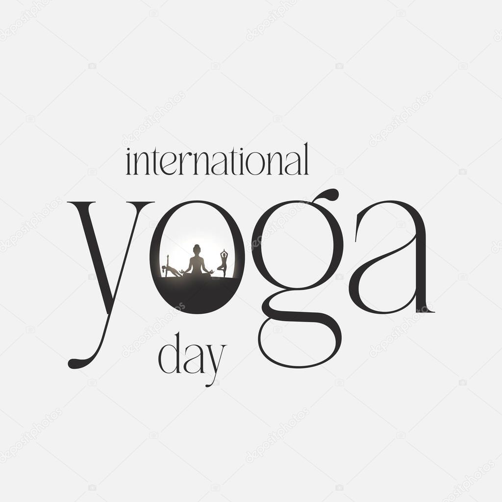 International yoga day. yoga body posture. Woman practicing yoga. vector illustration design. 21 june International yoga day vector poster