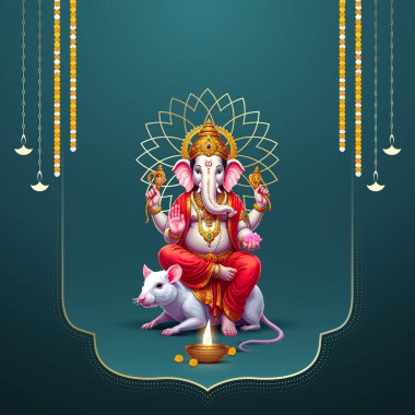Ganesh Chaturthi hakkında Lord Ganpati. soyut vektör illüstrasyon tasarımı arka planı. Ganesh Chaturthi sosyal medya pankartı tasarımı Lord Ganesh Vector ile.