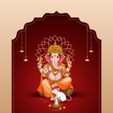 Ganesh Chaturthi hakkında Lord Ganpati. soyut vektör illüstrasyon tasarımı arka planı. Ganesh Chaturthi sosyal medya pankartı tasarımı Lord Ganesh Vector ile.